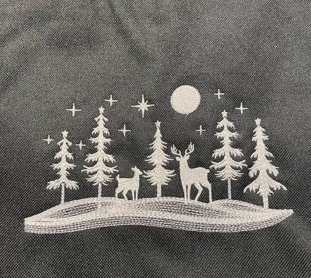 Deer Christmas View Embroidery Design Files - 3 Size's