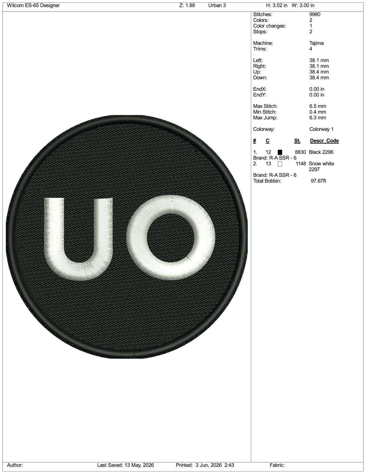 Urban Outfitters Logo Embroidery Design Files - 3 Size's