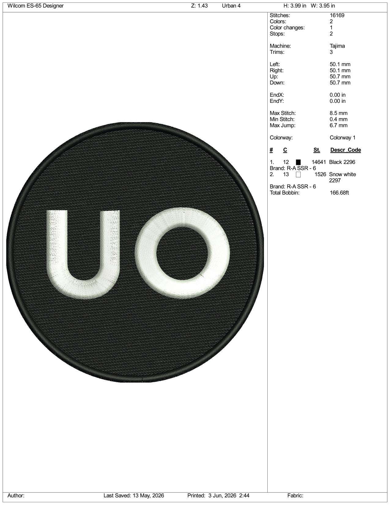 Urban Outfitters Logo Embroidery Design Files - 3 Size's