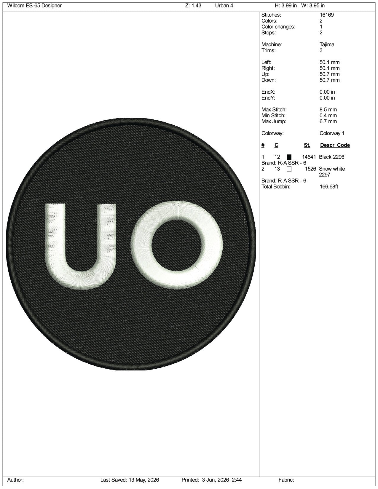 Urban Outfitters Logo Embroidery Design Files - 3 Size's