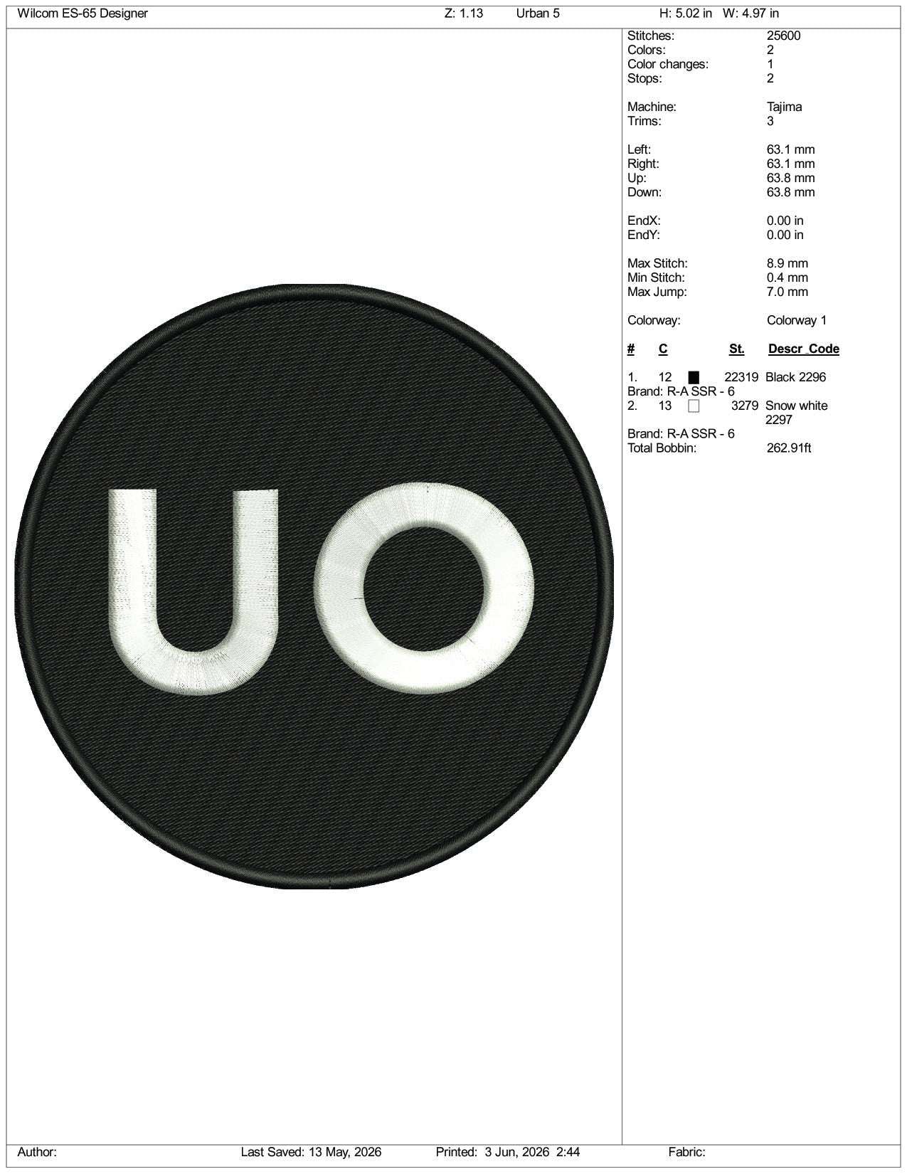 Urban Outfitters Logo Embroidery Design Files - 3 Size's