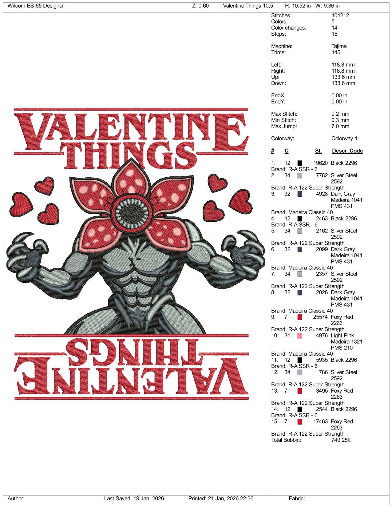 Valentine Things Vecna Stranger Things Embroidery Design Files - 3 Size's