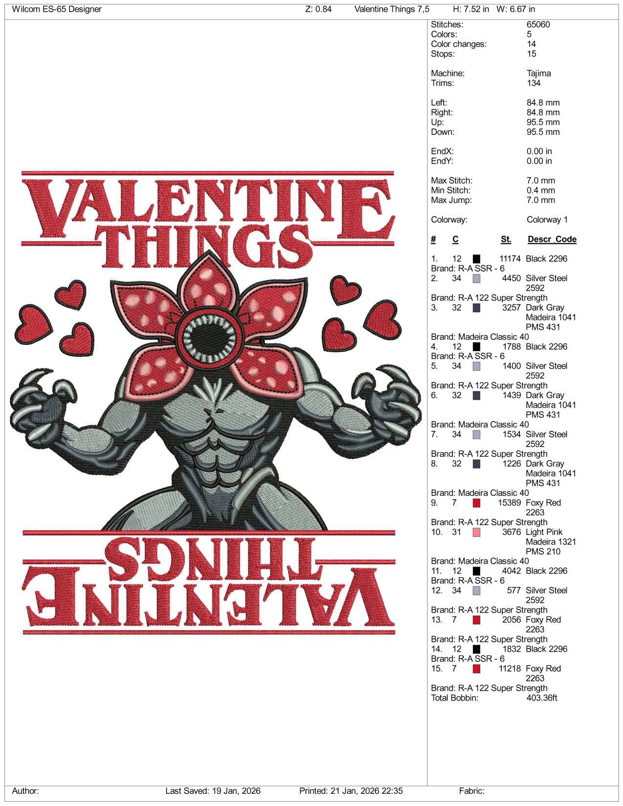 Valentine Things Vecna Stranger Things Embroidery Design Files - 3 Size's