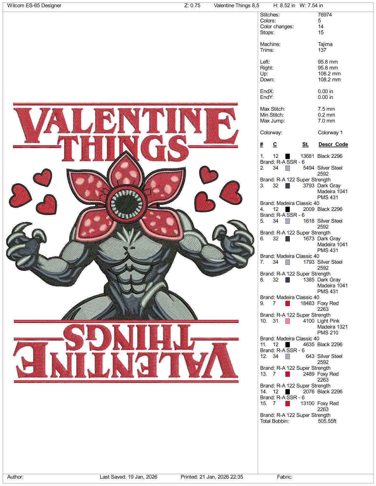 Valentine Things Vecna Stranger Things Embroidery Design Files - 3 Size's