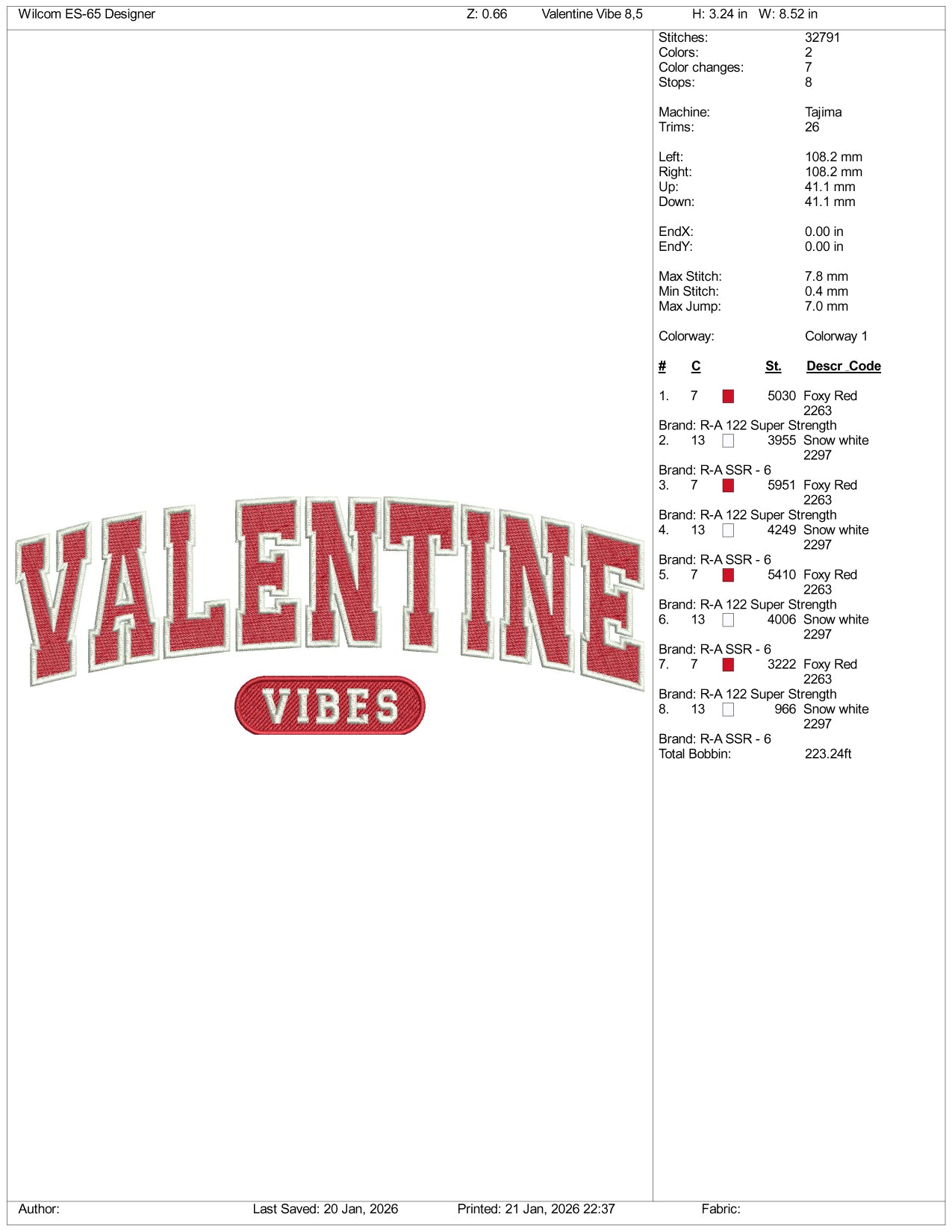 Valentine Vibes Embroidery Design Files - 4 Size's