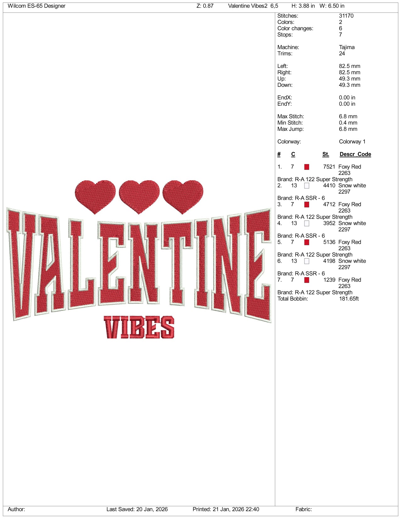 Valentine Vibes v3 Embroidery Design Files - 4 Size's