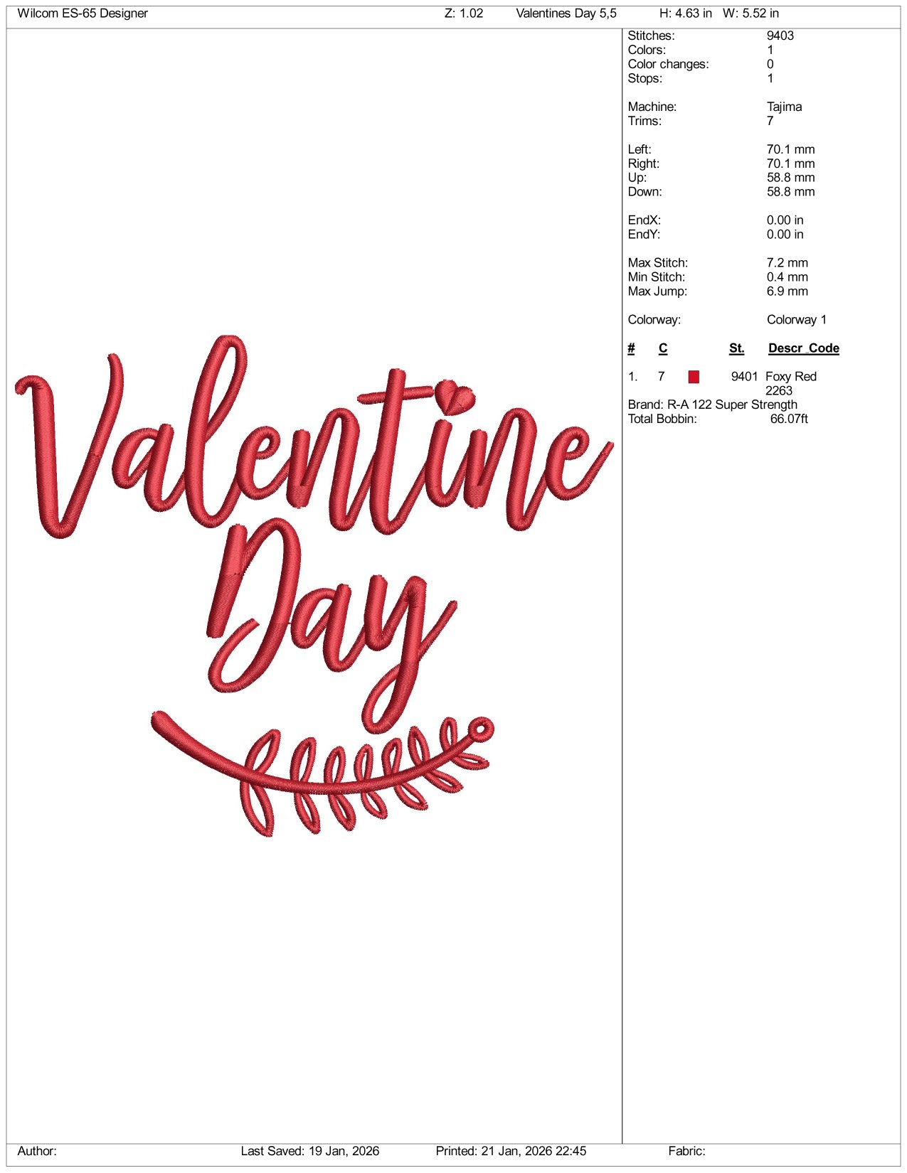 Valentine Day Embroidery Design Files - 4 Size's