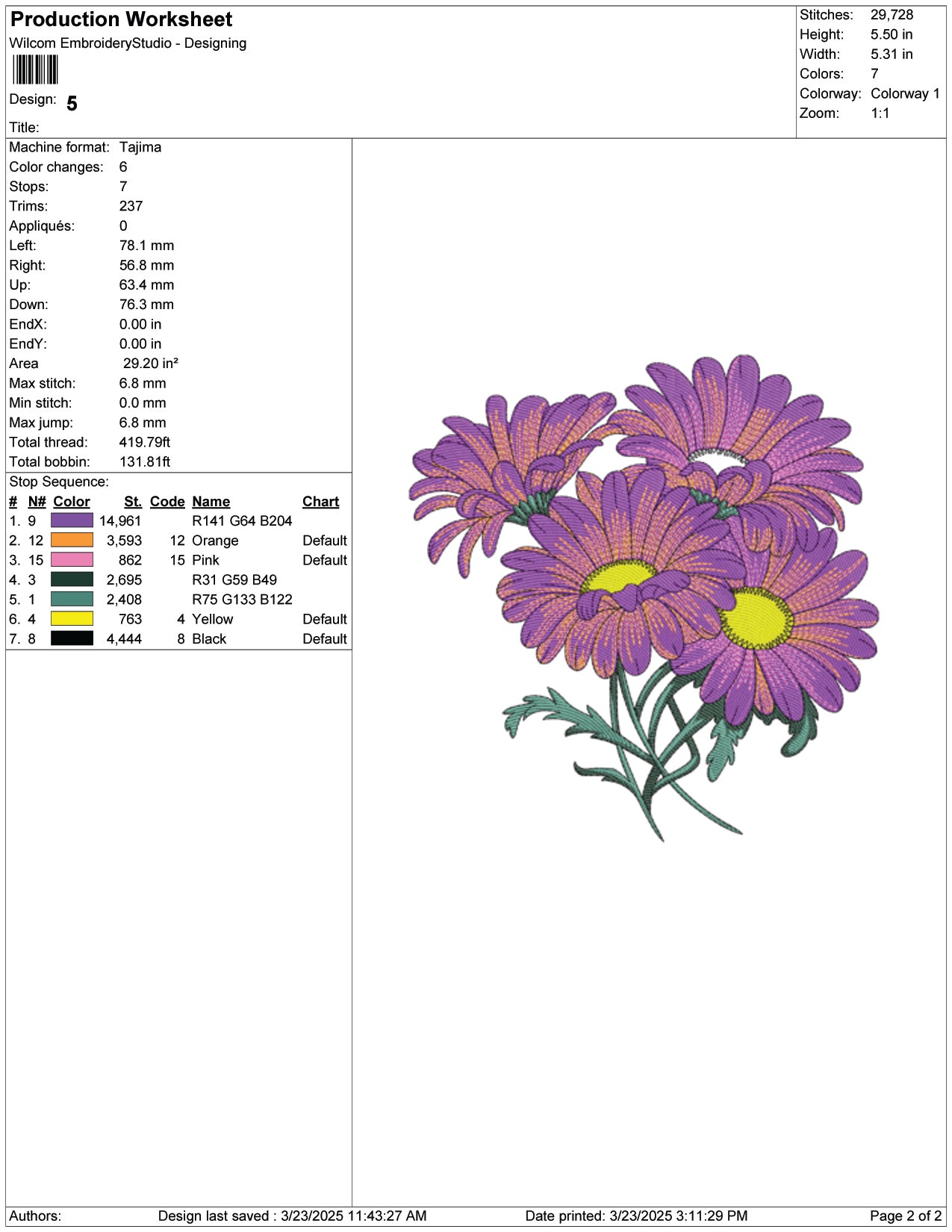 Vibrant Purple Daisies Embroidery Design Files - 9 Size's