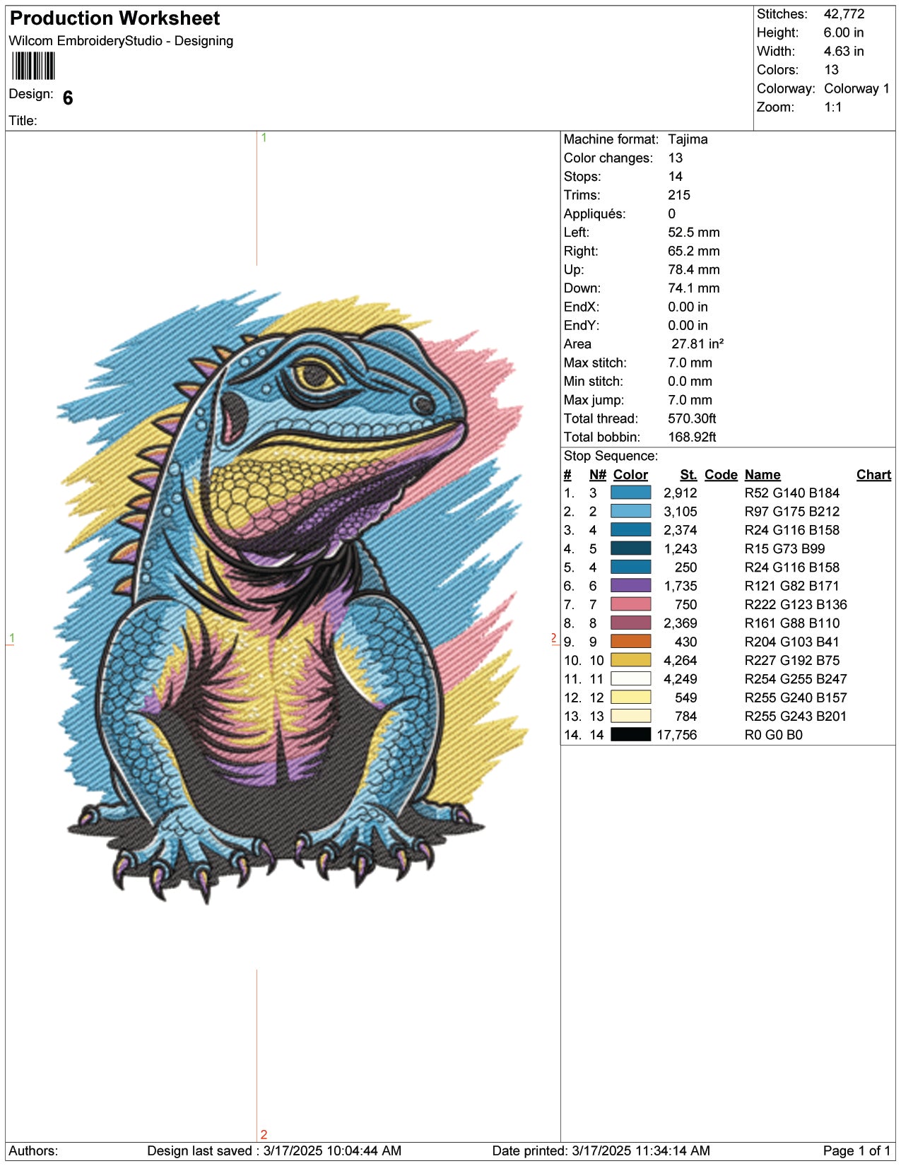 Vibrant Vibes Lizard Embroidery Design Files - 9 Size's