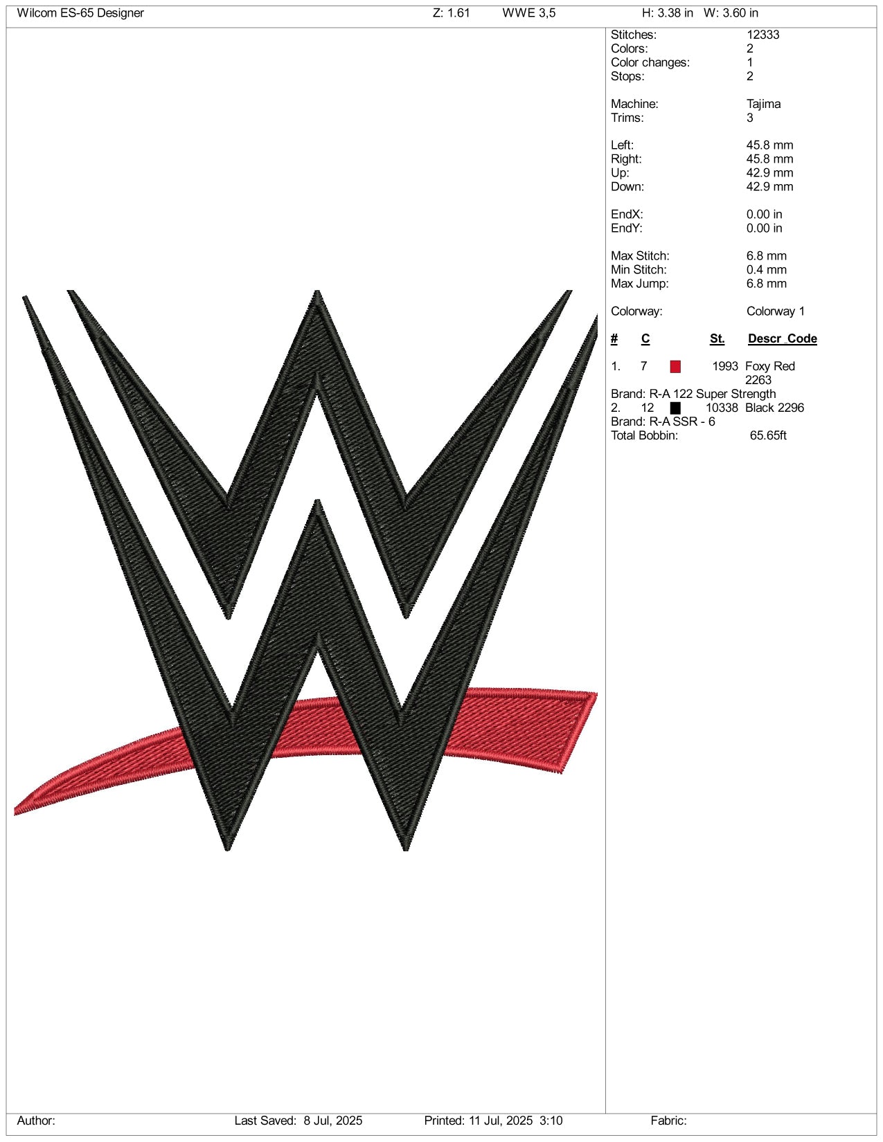 WWE Logo Embroidery Design Files - 3 Size's