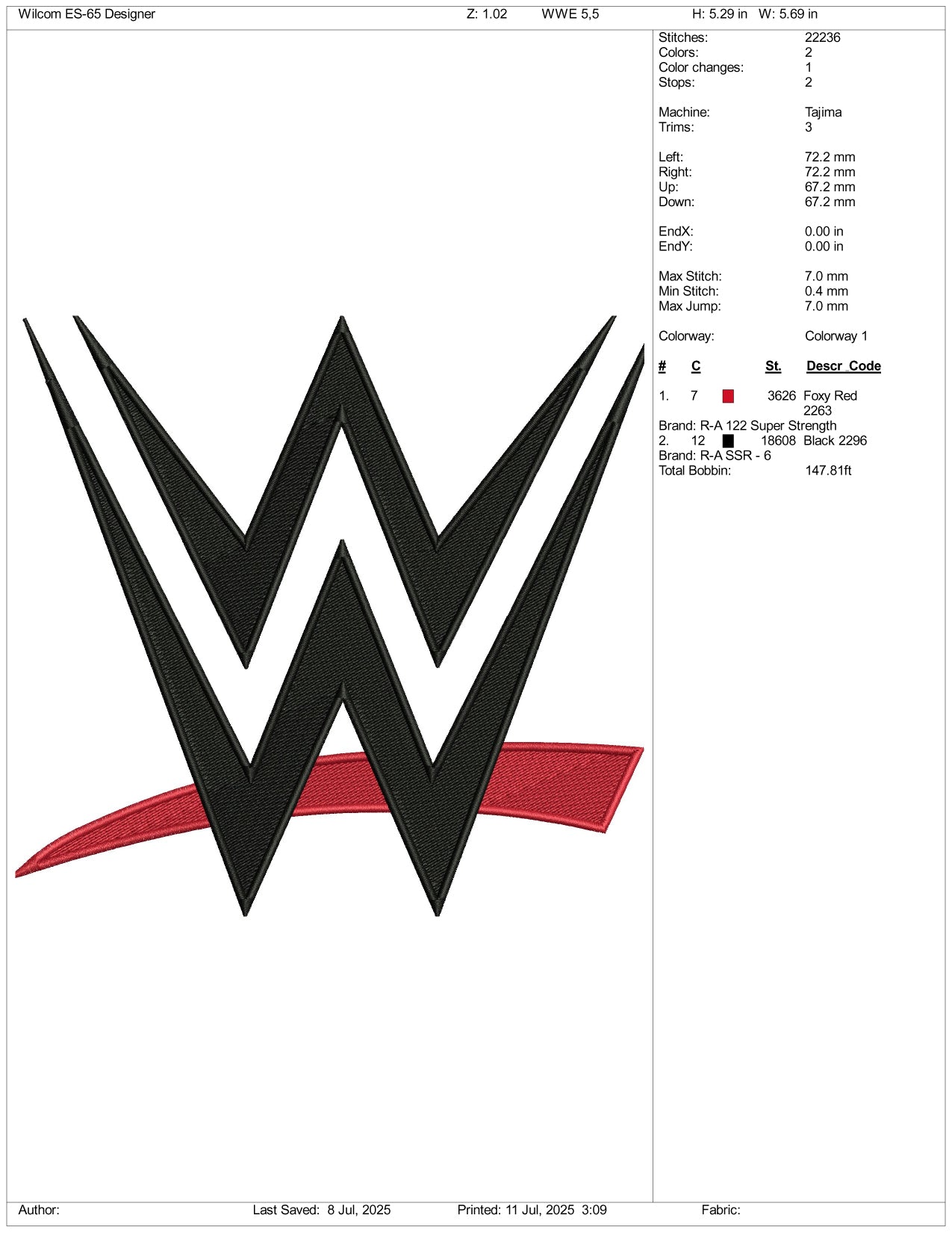 WWE Logo Embroidery Design Files - 3 Size's