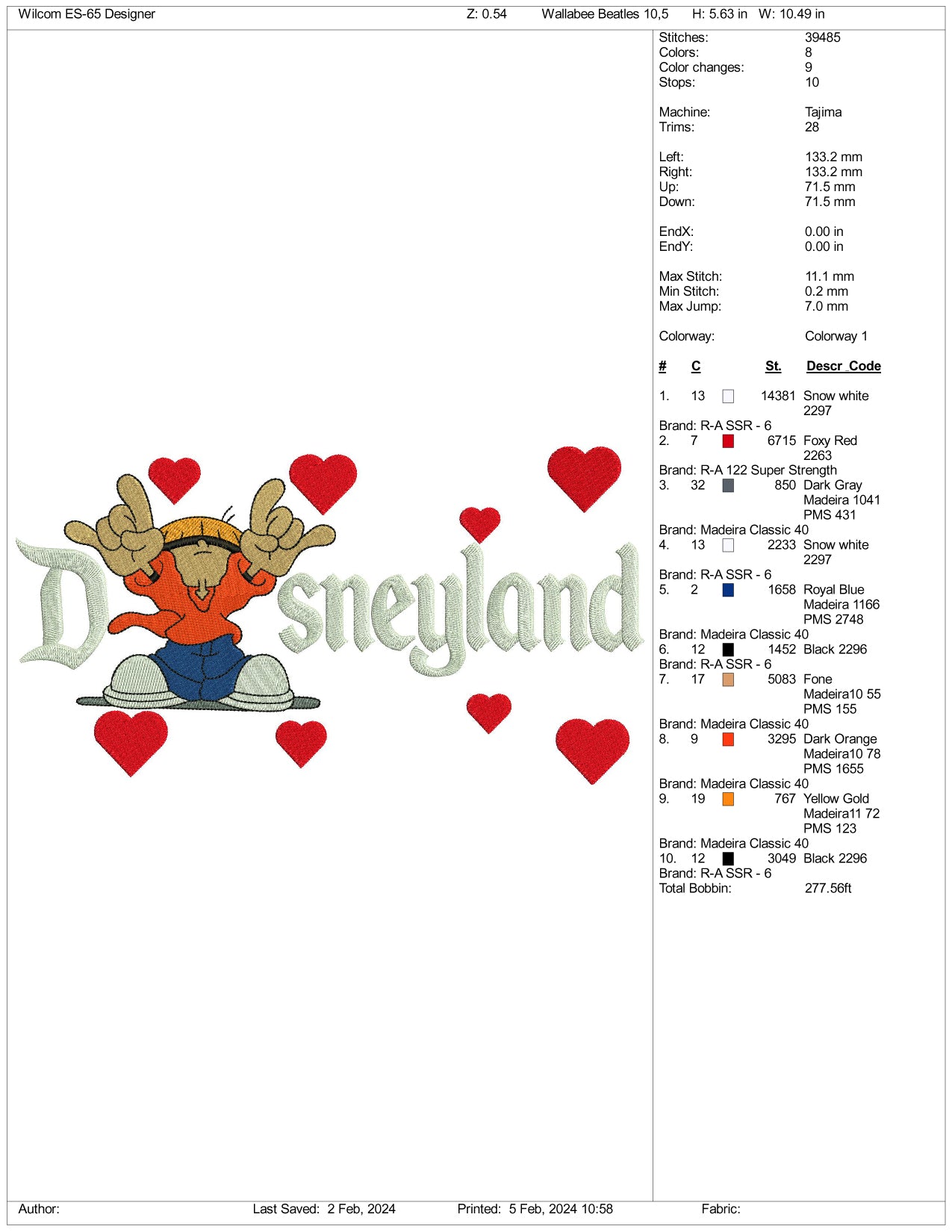 Kids Next Door Number 4 Disneyland Embroidery Design Files - 3 Size's