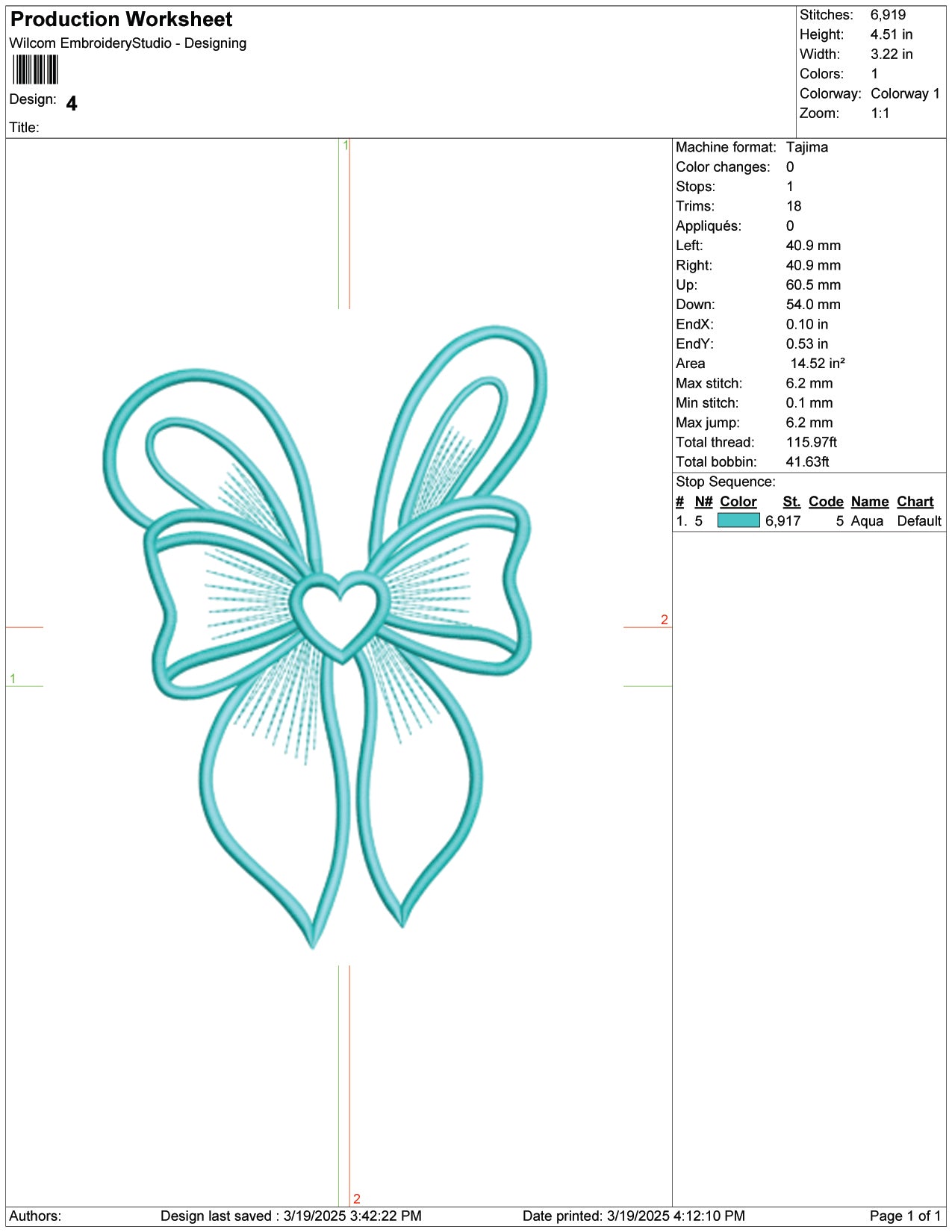 Whimsical Heart Bow Embroidery Design Files - 9 Size's