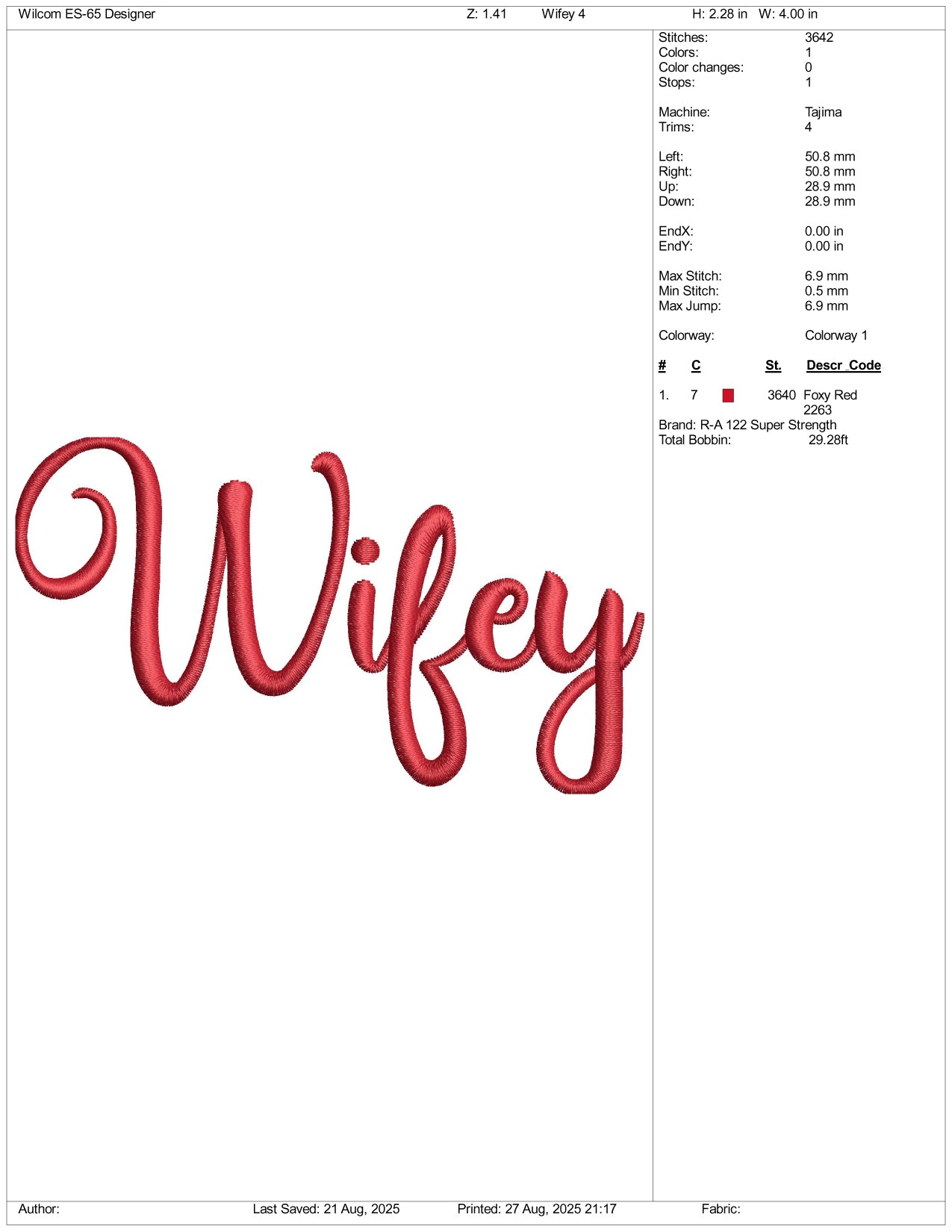 Wifey v2 Embroidery Design Files - 3 Size's