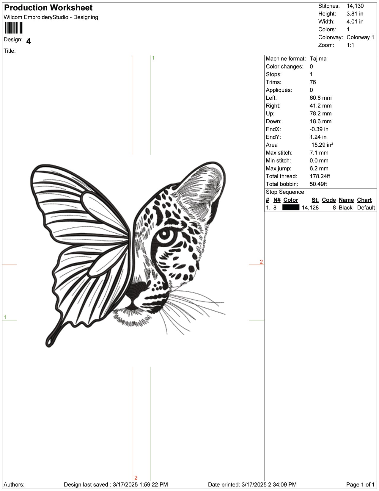 Wild Butterfly Tiger Embroidery Design Files - 9 Size's