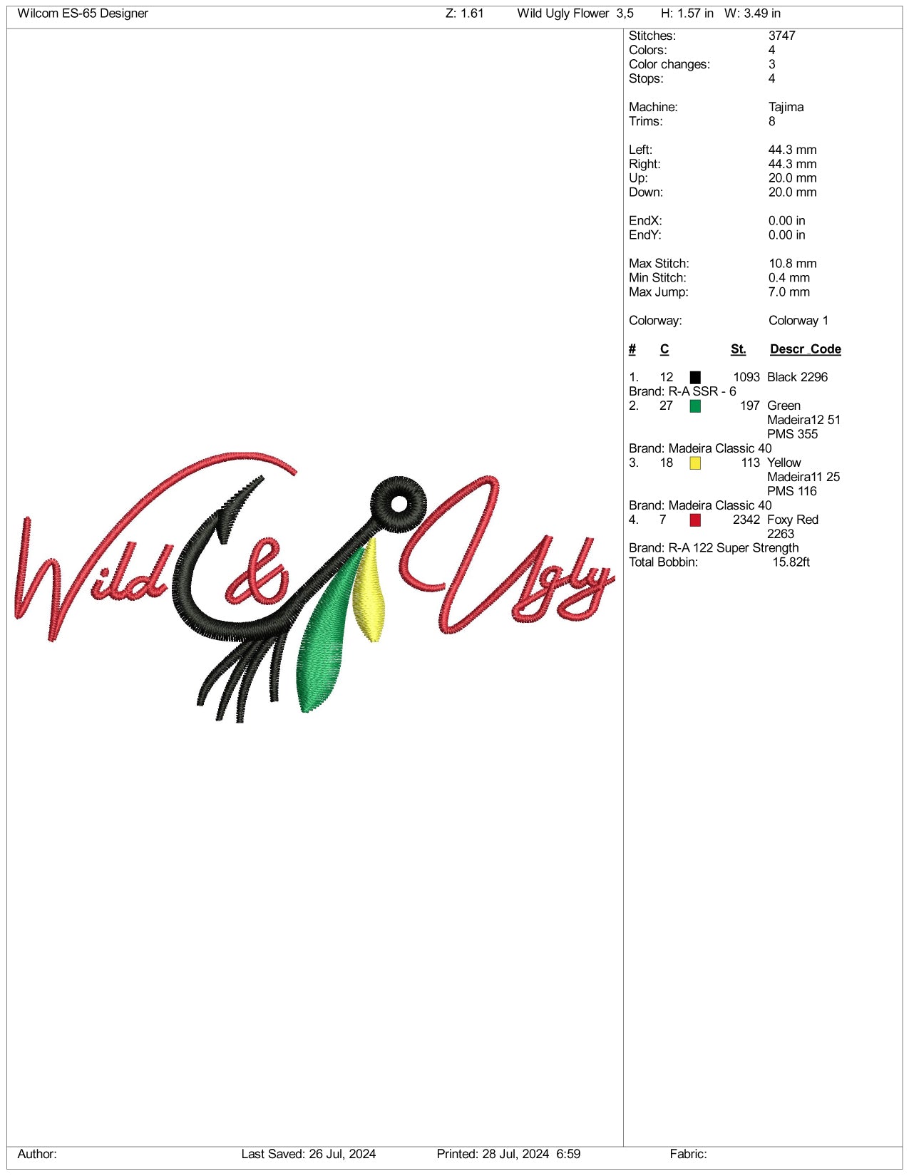 Wild & Ugly Embroidery Files - 3 Size's