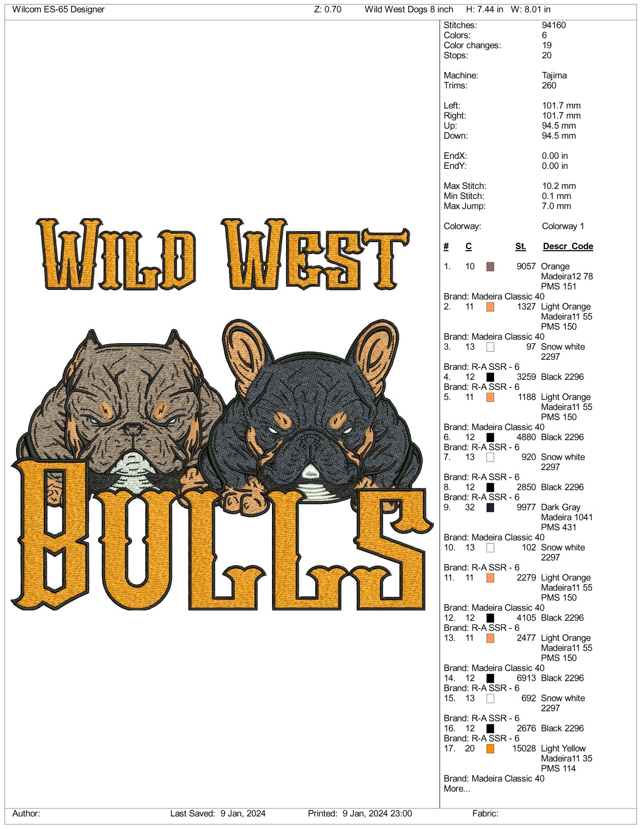 Wild West Bulls Big Size Embroidery Design Files - 3 Size's