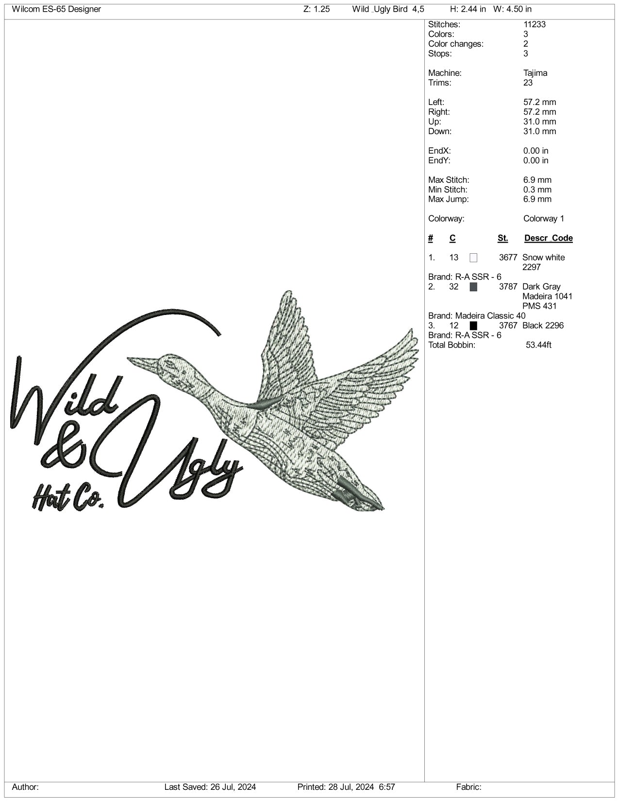 Wild & Ugly Birds Embroidery Files - 3 Size's