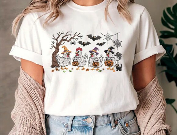 Witch Chicken Embroidery Design Files - 5 Size's