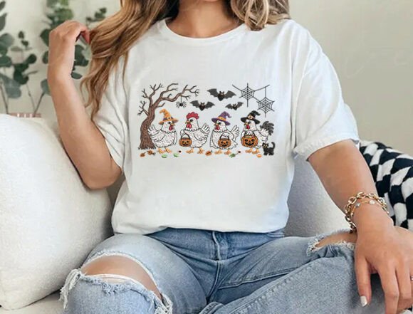 Witch Chicken Embroidery Design Files - 5 Size's