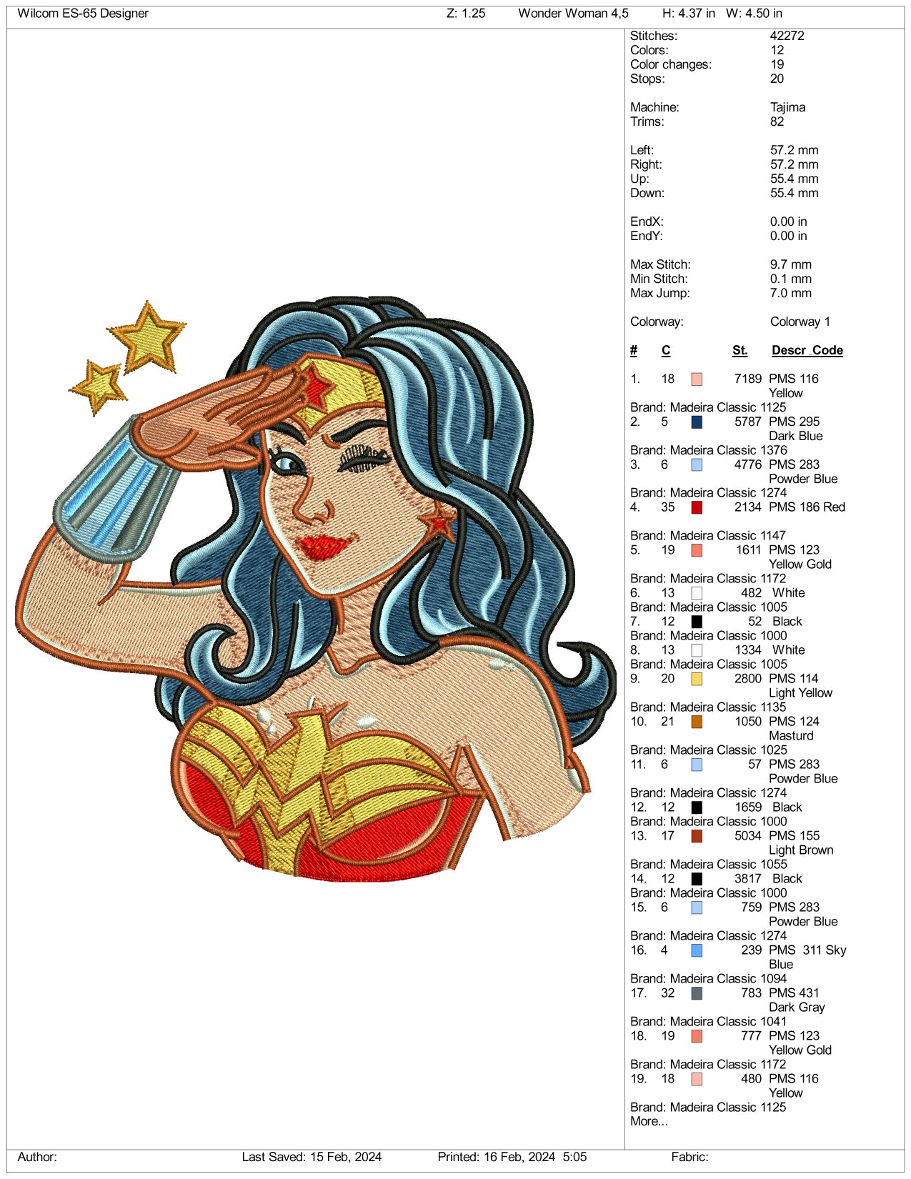 Wonder Woman Embroidery Design Files - 3 Size's