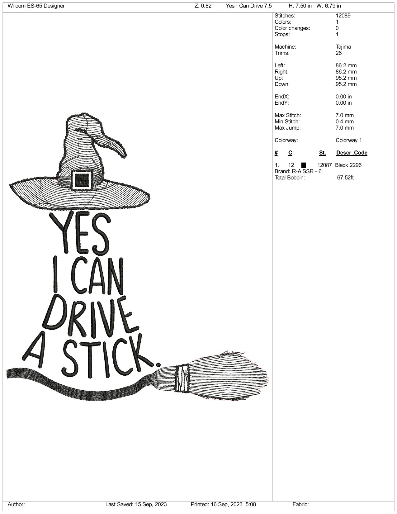 Yes I can Drive A Stick Embroidery Design Files - 3 Size's