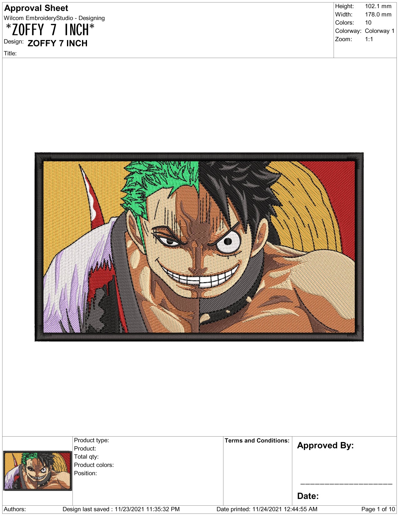 Luffy x Zoro Embroidery Design Files - 4 Sizes