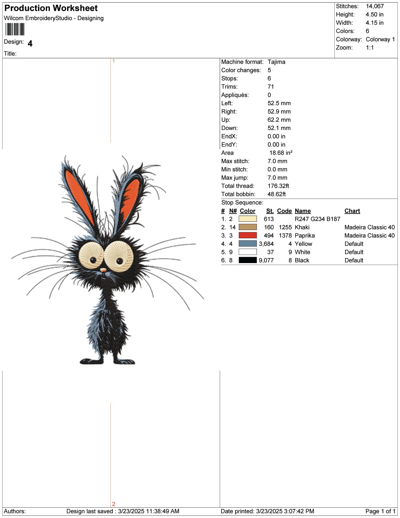 Zany Bunny Embroidery Design Files - 9 Size's