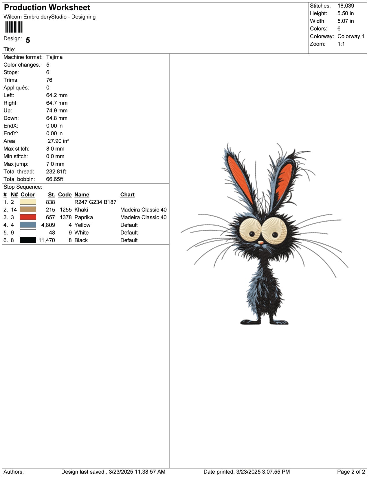 Zany Bunny Embroidery Design Files - 9 Size's