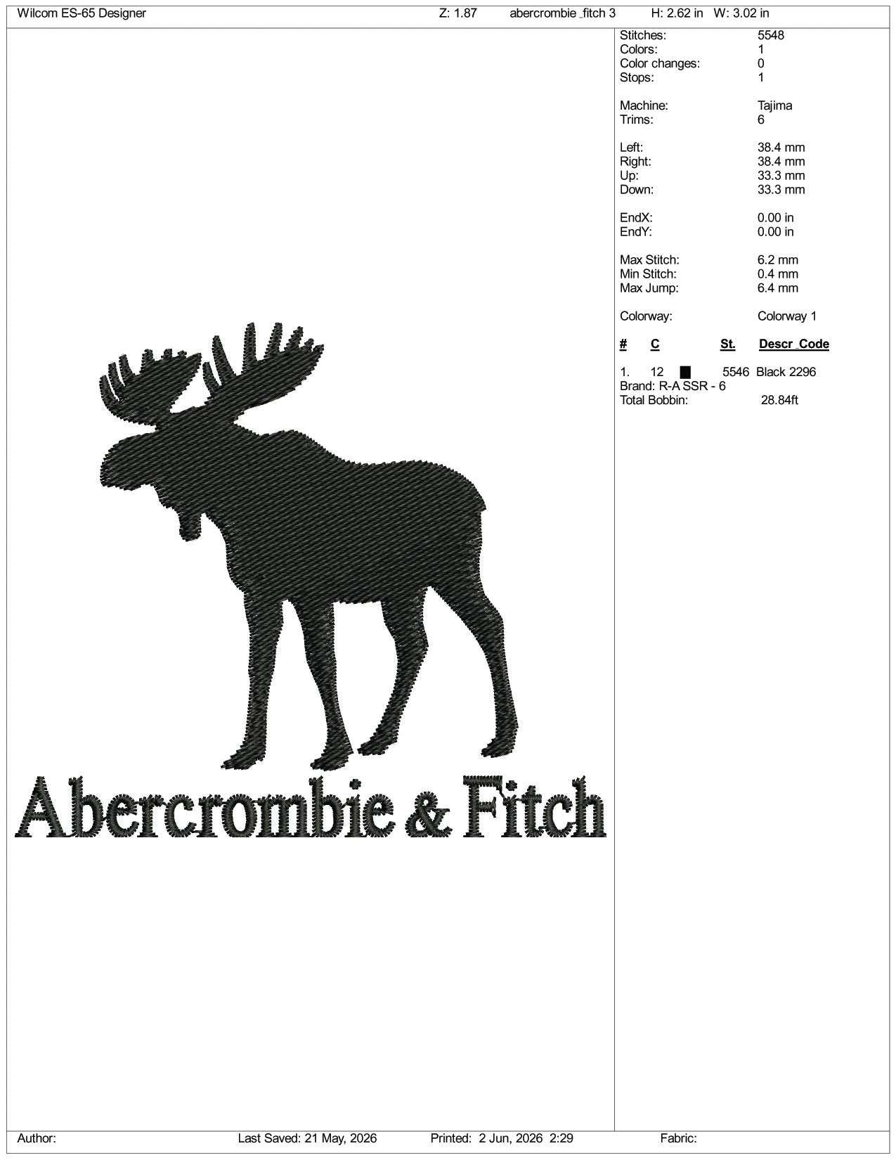 Abercrombie & Fitch Logo Embroidery Design Files - 3 Size's
