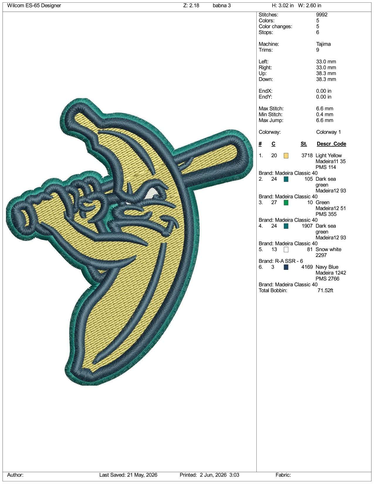 Savannah Bananas Logo Embroidery Design Files - 3 Size's