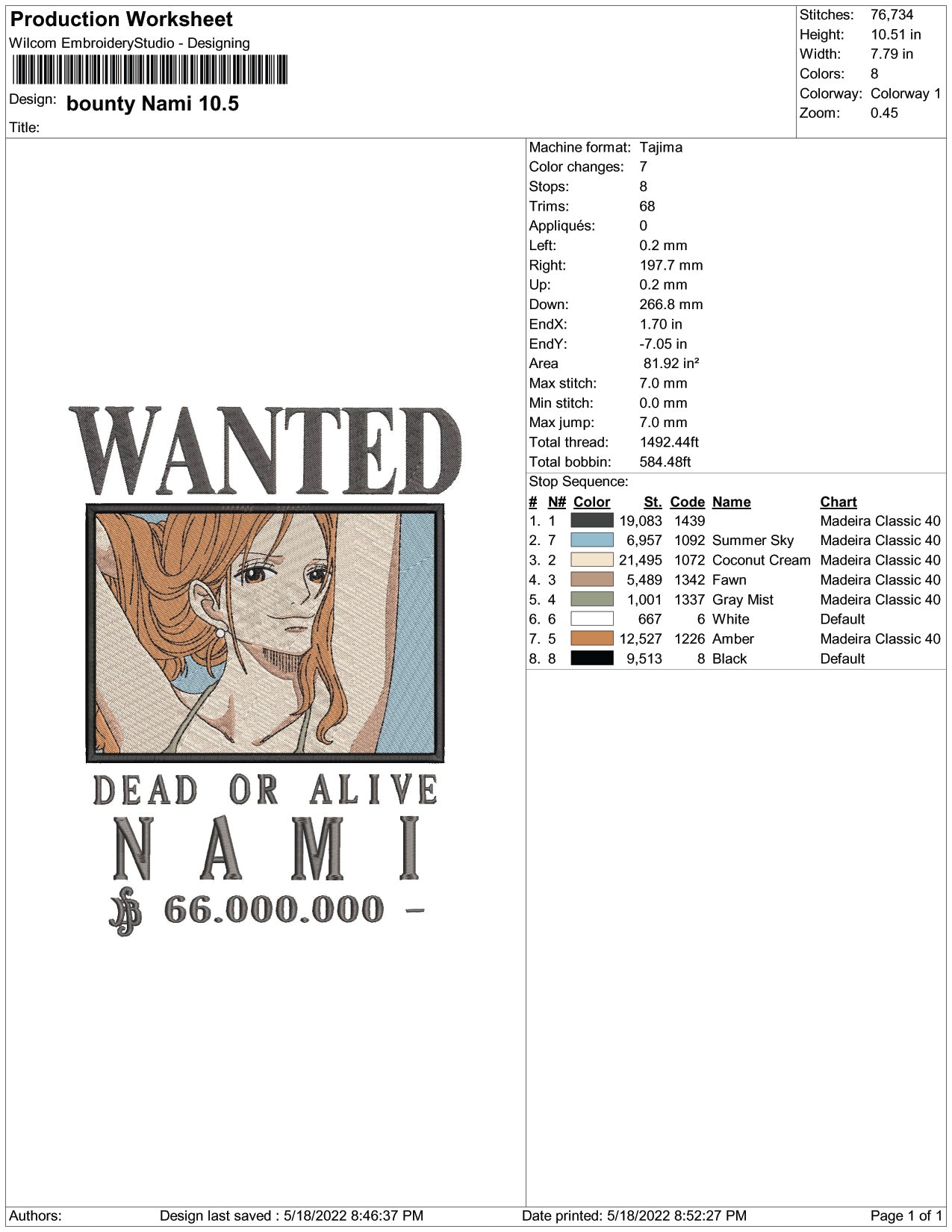 Wanted Dead Or Alive NAMI Embroidery Design Files - 1 Size