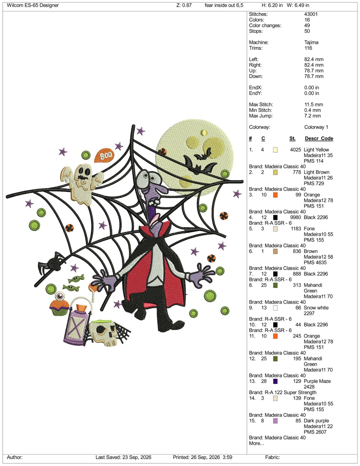 Fear Inside Out Spooky Embroidery Design Files - 3 Size's