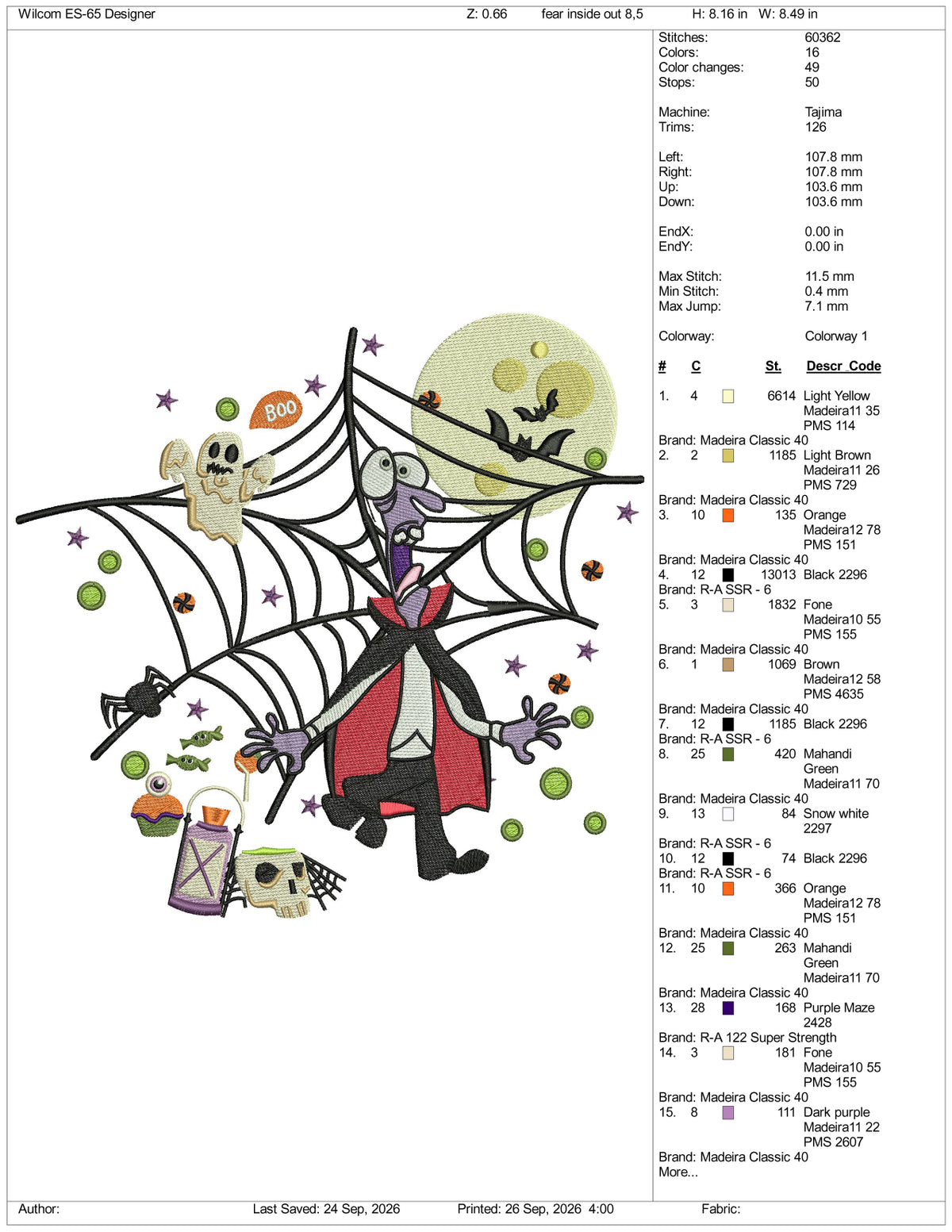 Fear Inside Out Spooky Embroidery Design Files - 3 Size's