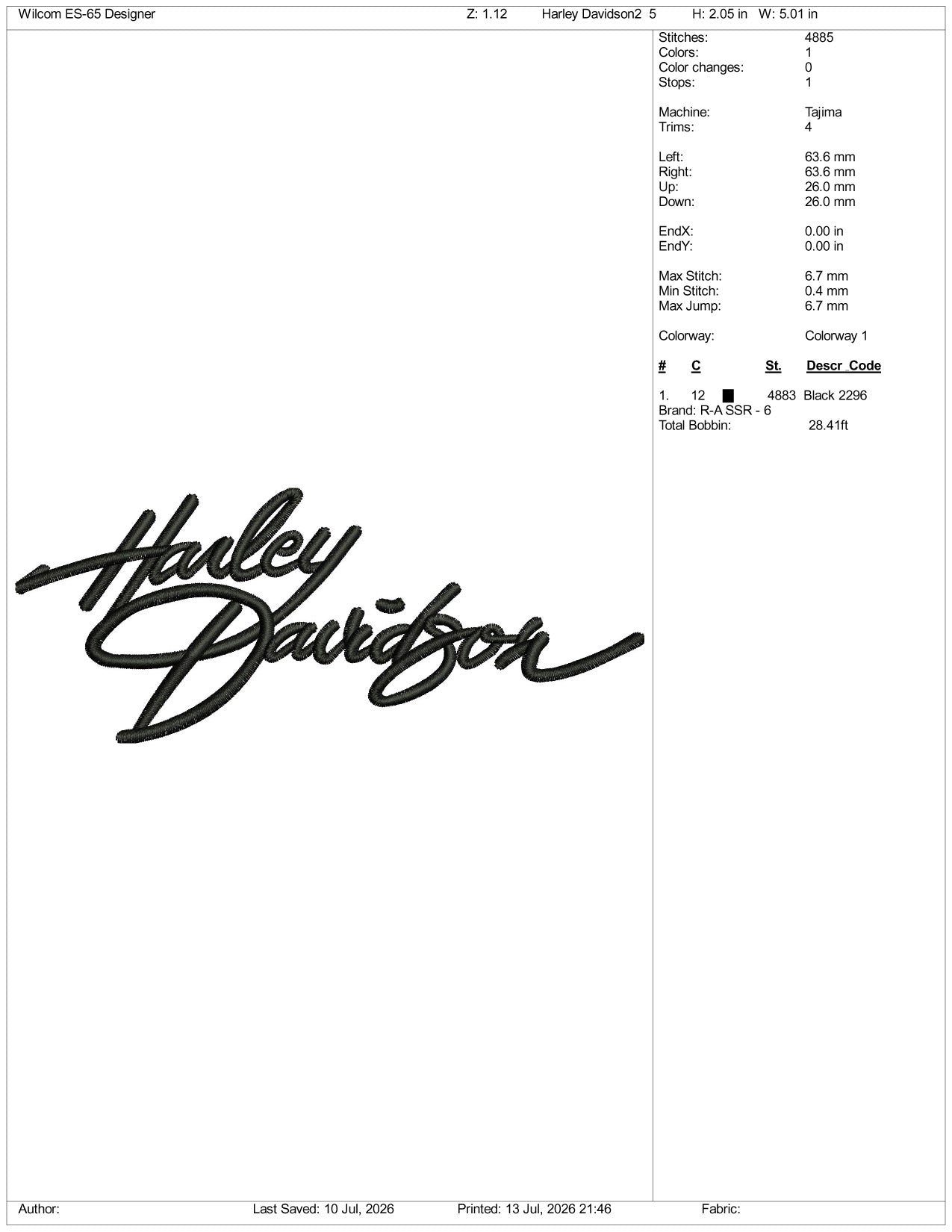 Harley Davidson Logo v2 Embroidery Design Files - 3 Size's