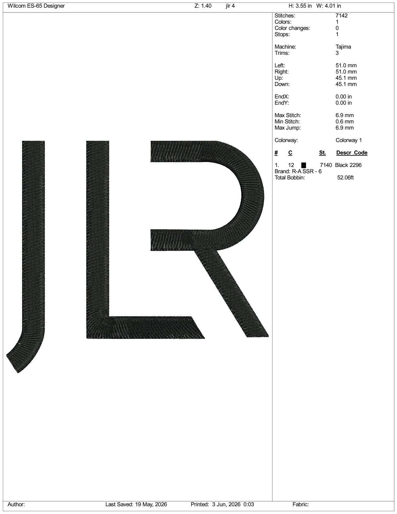 Jaguar Land Rover Logo Embroidery Design Files - 3 Size's
