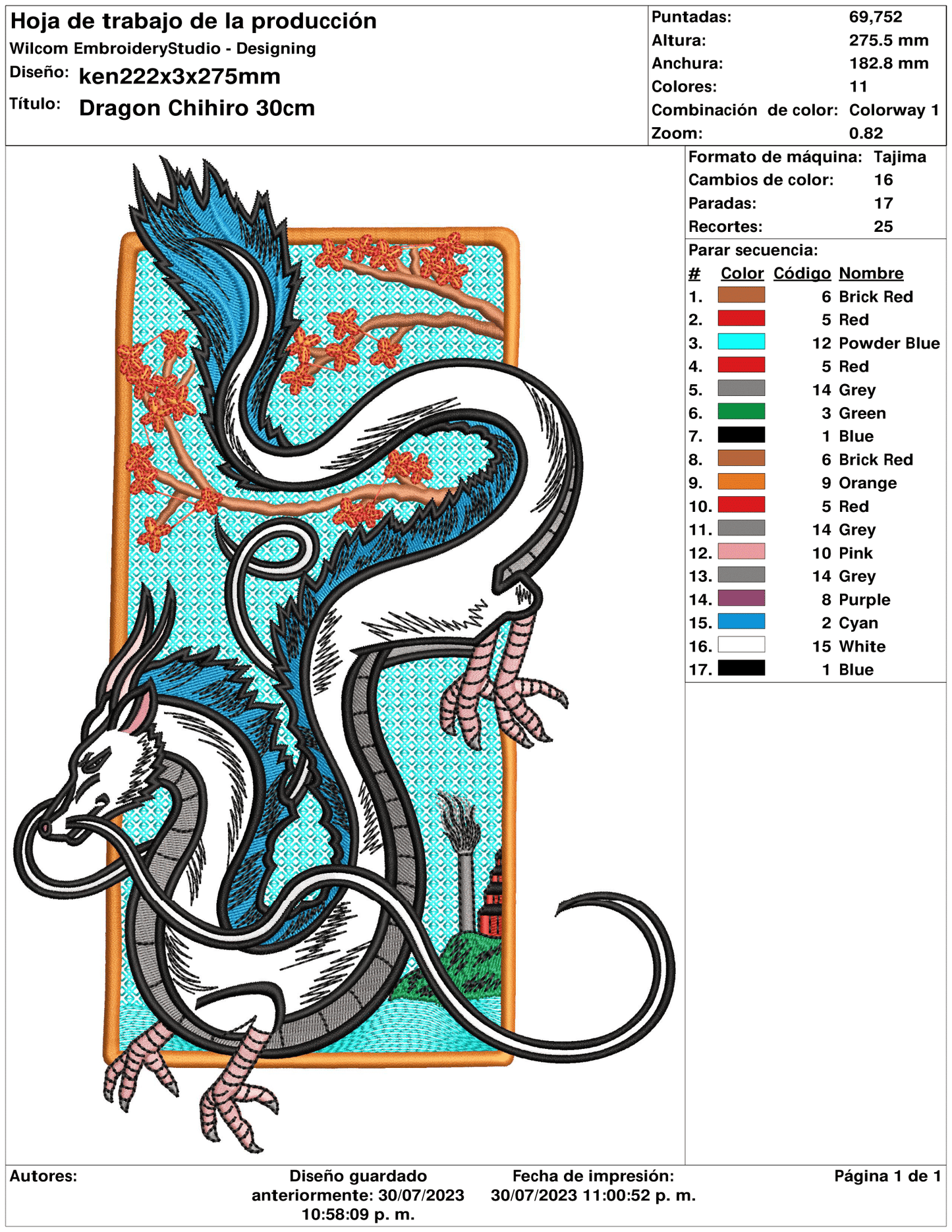 Haku Dragon Embroidery Design Files - 4 Size's