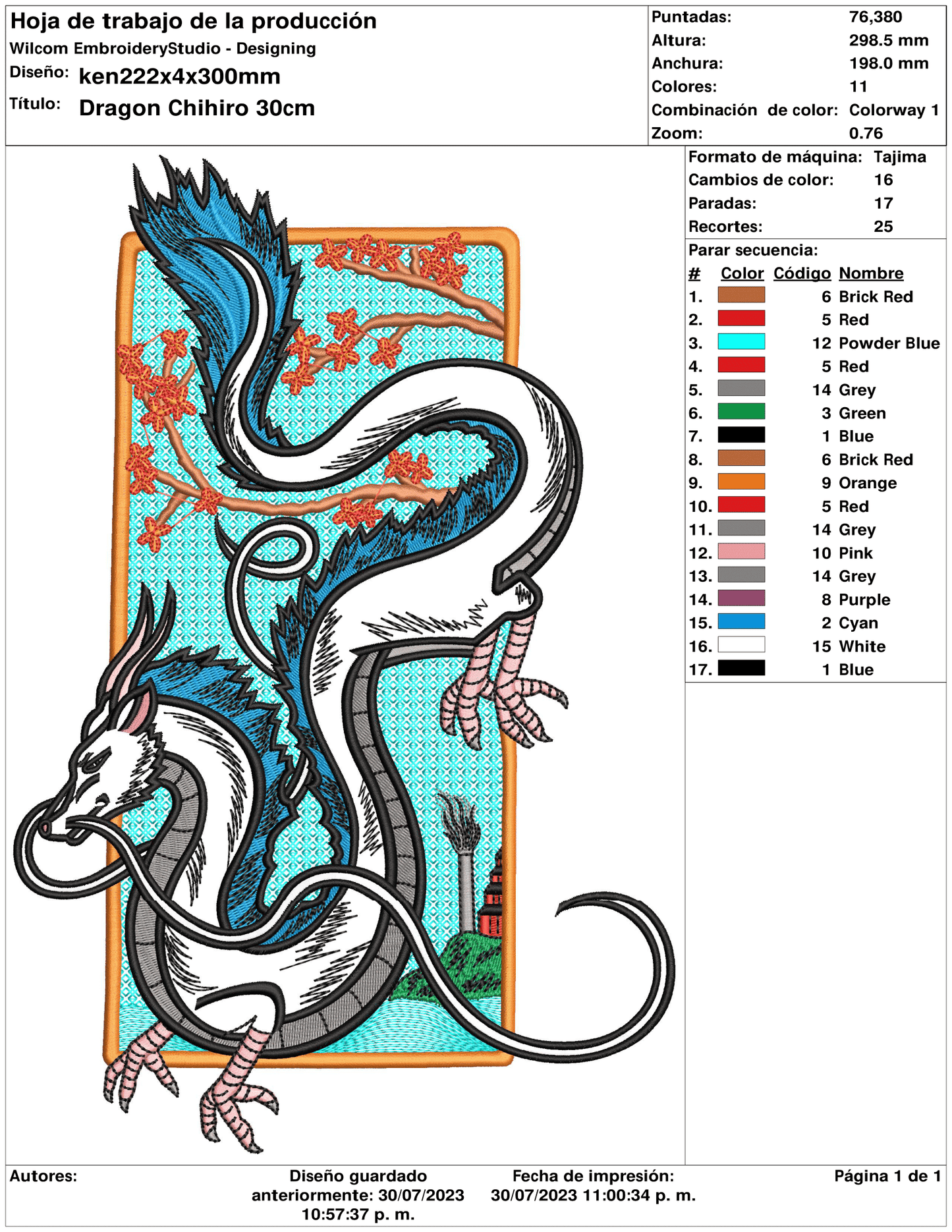 Haku Dragon Embroidery Design Files - 4 Size's