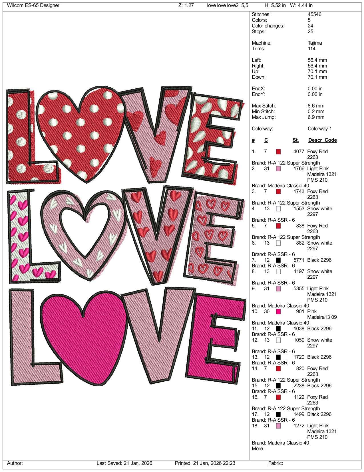 Love Love Love v2 Embroidery Design Files - 4 Size's