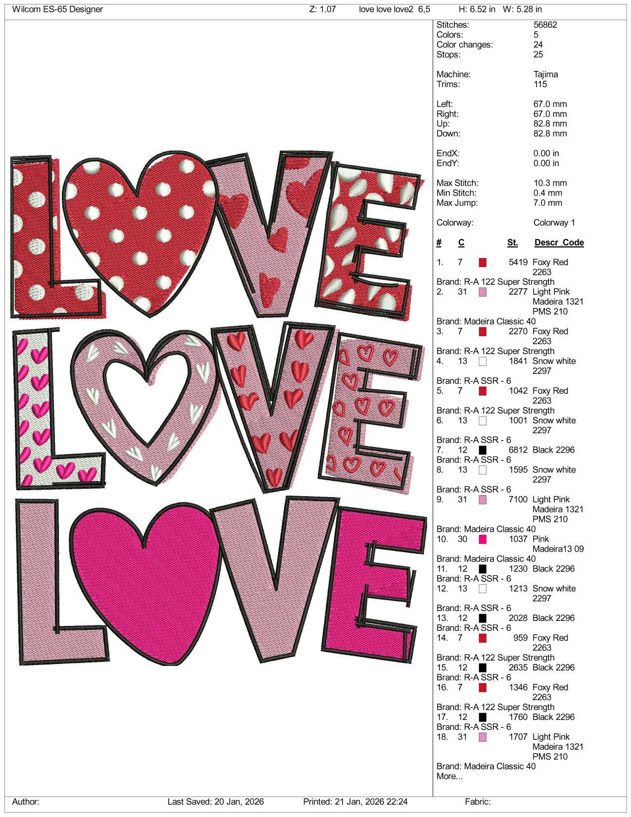 Love Love Love v2 Embroidery Design Files - 4 Size's