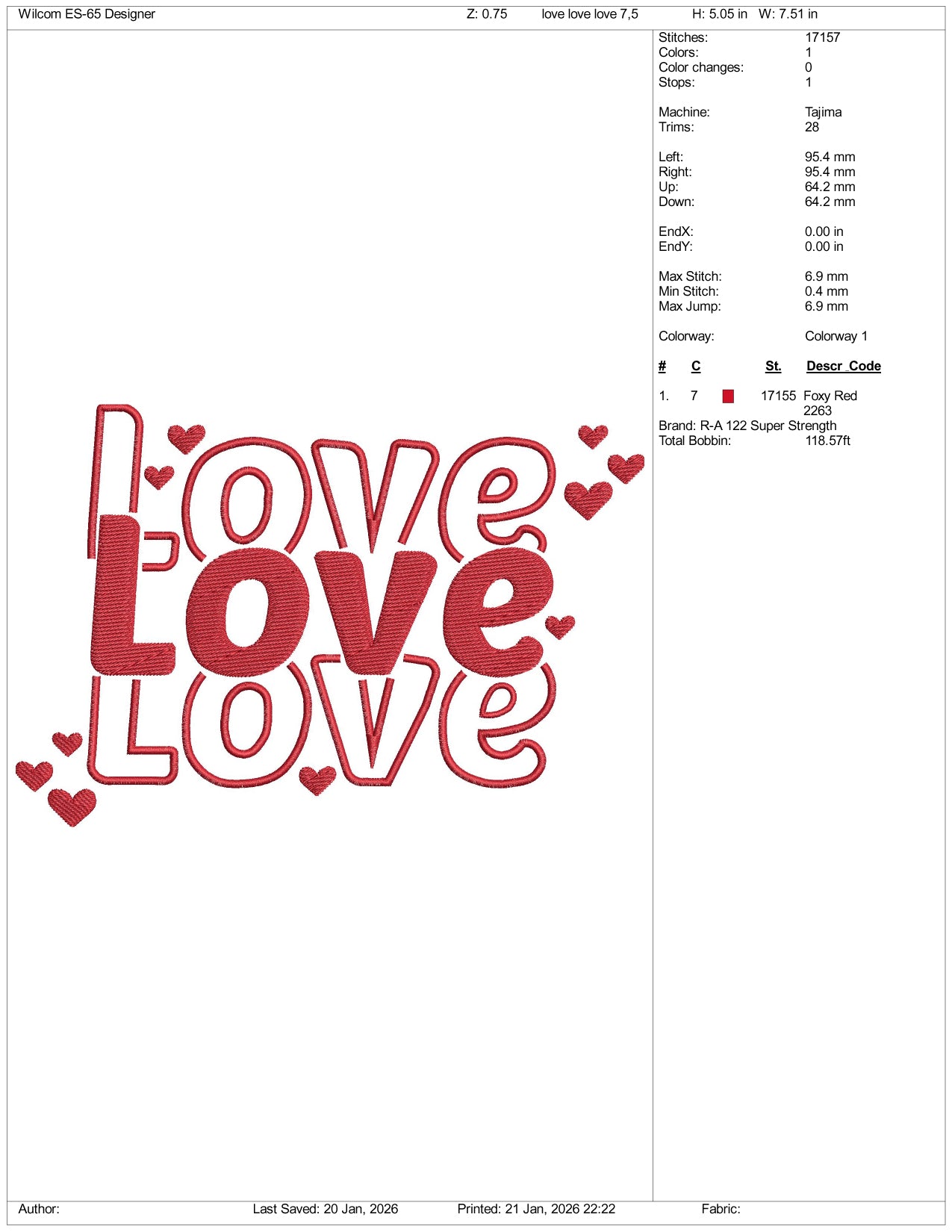 Love Love Love Embroidery Design Files - 4 Size's