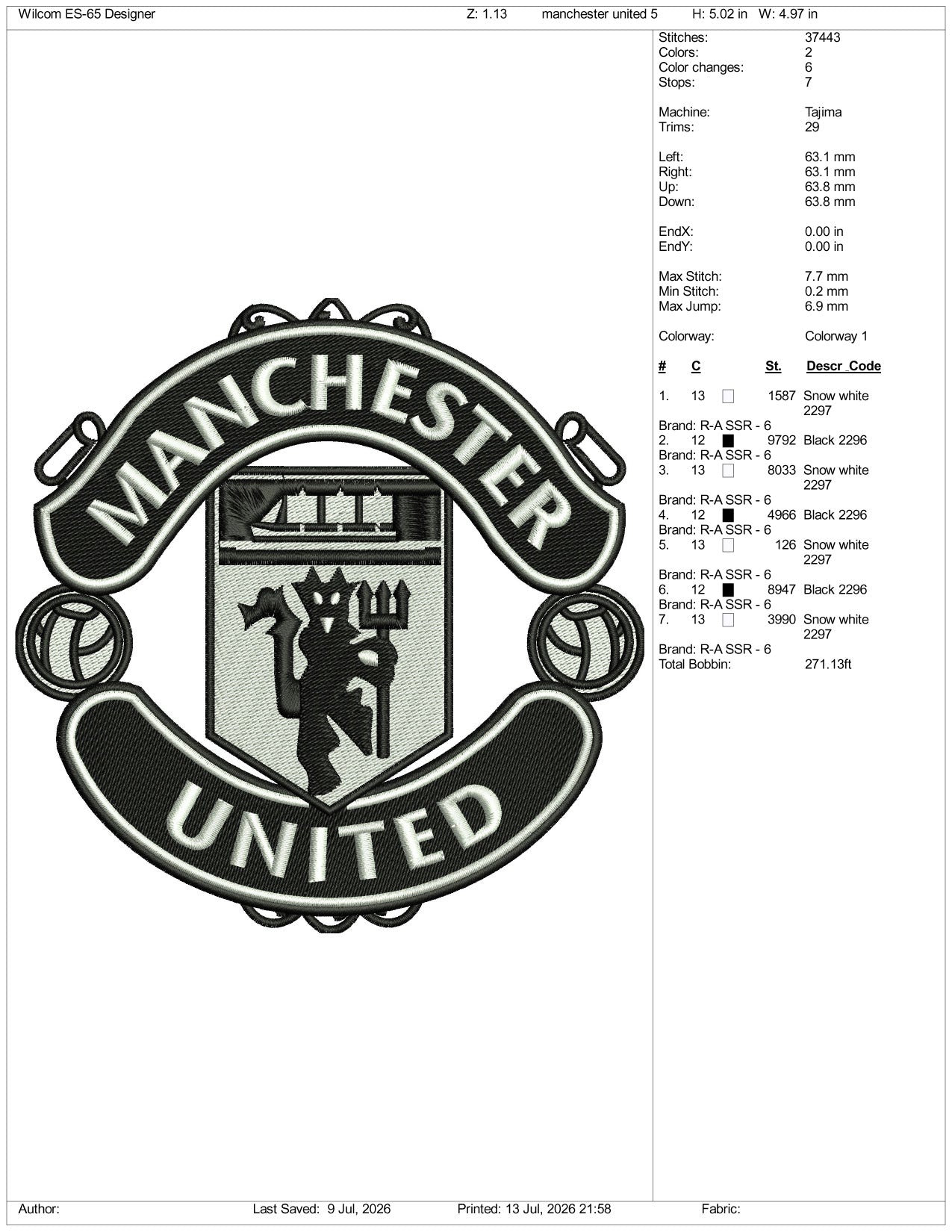Manchester United Logo Embroidery Design Files - 3 Size's