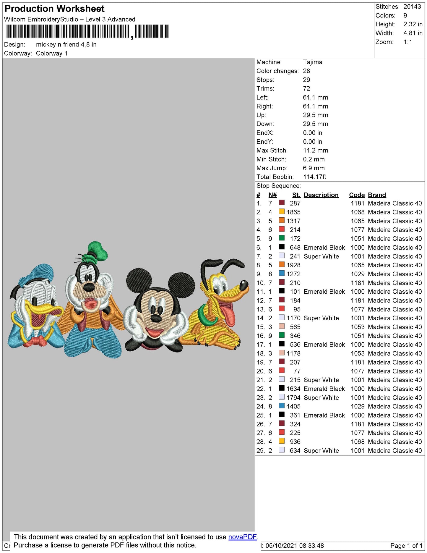 Mickey & Friends Embroidery Design Files - 4 Size's