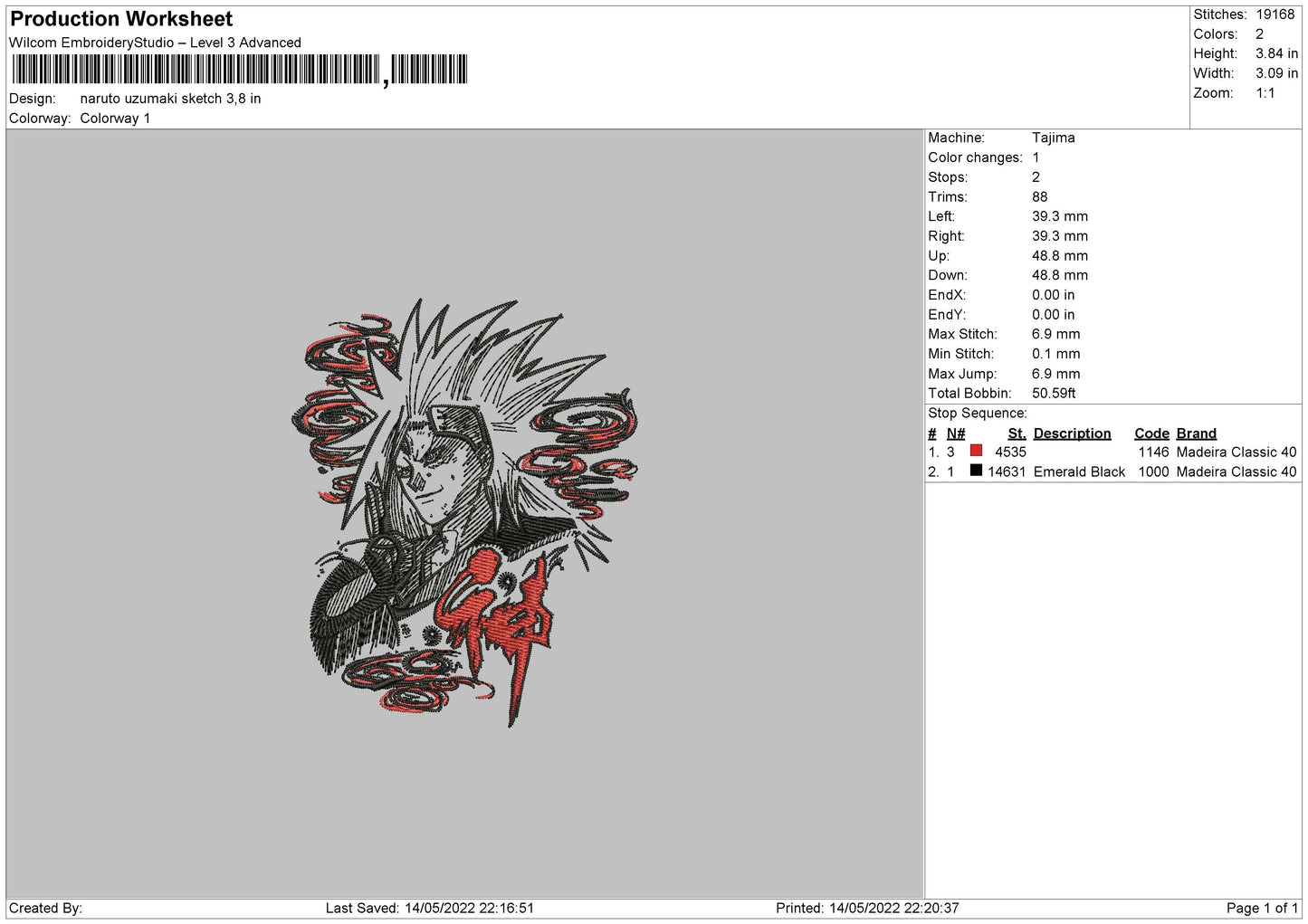 Naruto Uzumaki v7 Embroidery Design Files - 4 Sizes