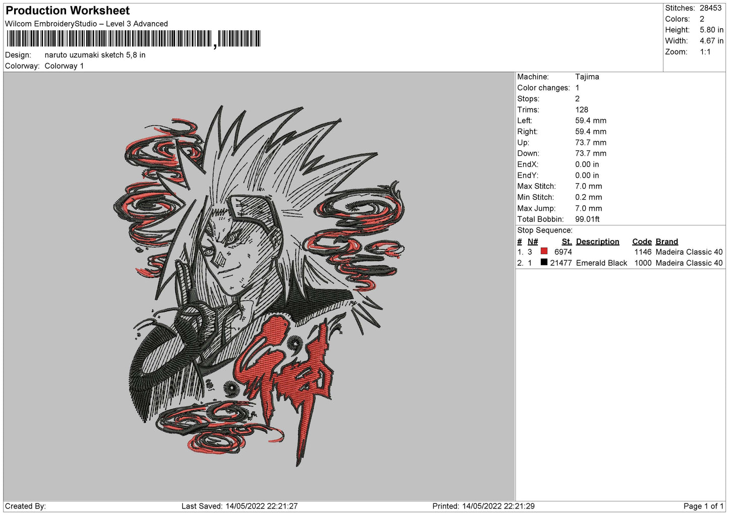 Naruto Uzumaki v7 Embroidery Design Files - 4 Sizes