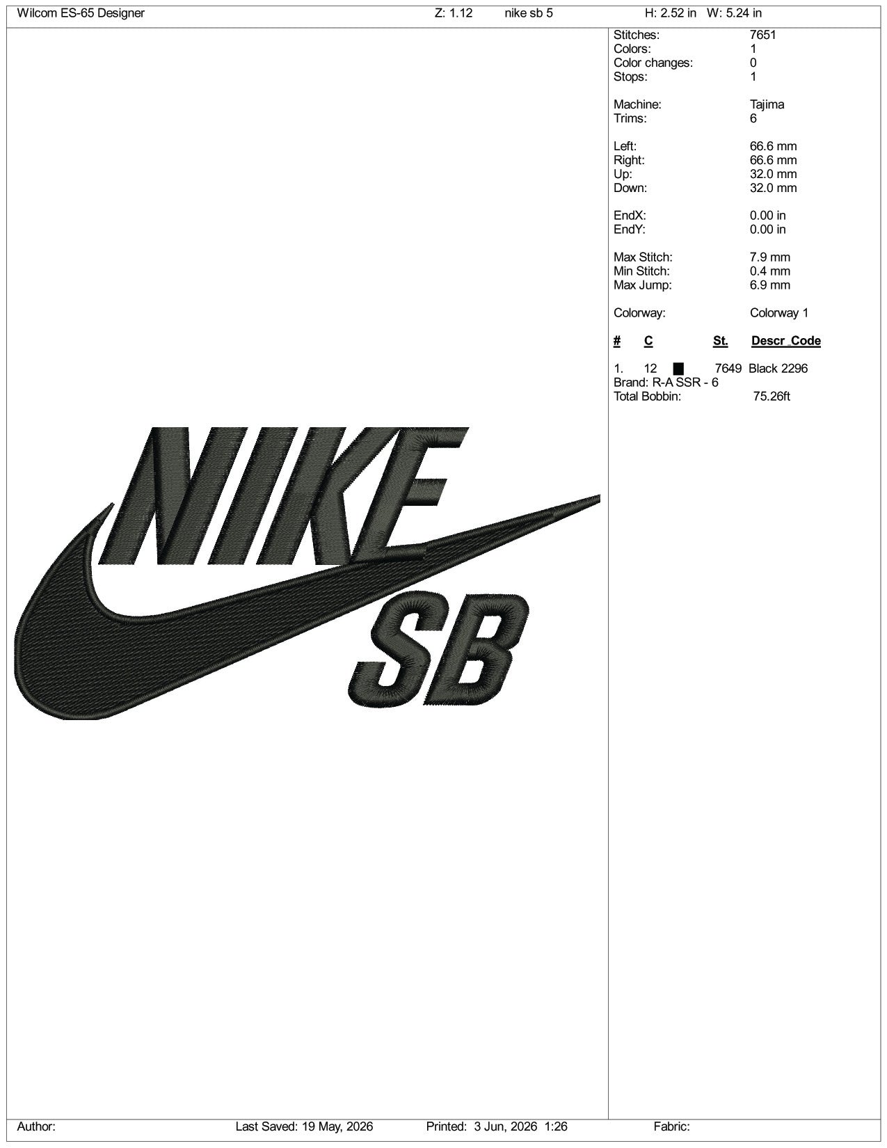 Nike SB Logo Embroidery Design Files - 3 Size's