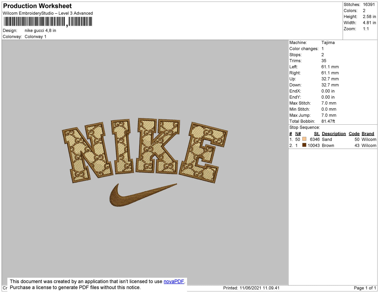 Gucci Inside Nike Embroidery Design Files - 4 Size's