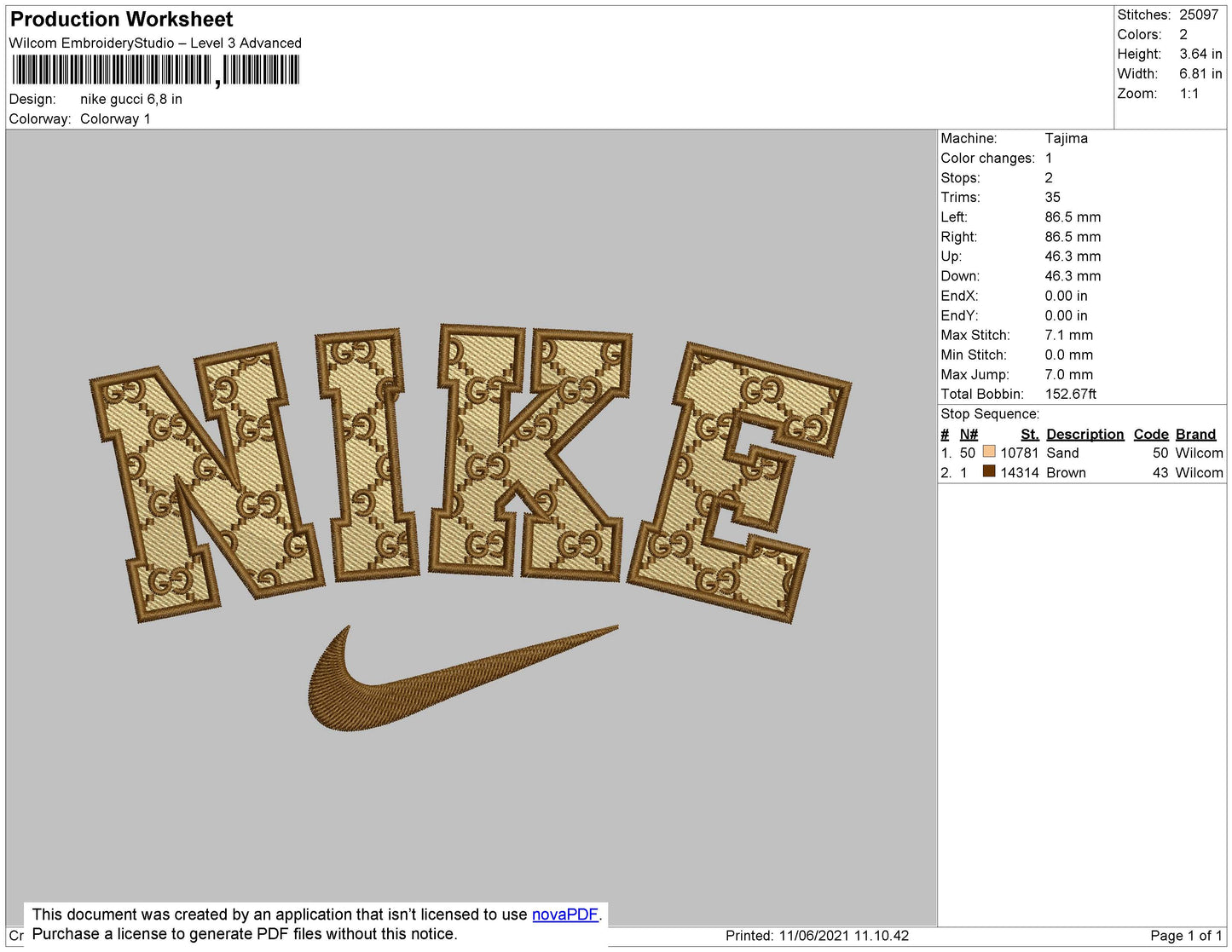 Gucci Inside Nike Embroidery Design Files - 4 Size's