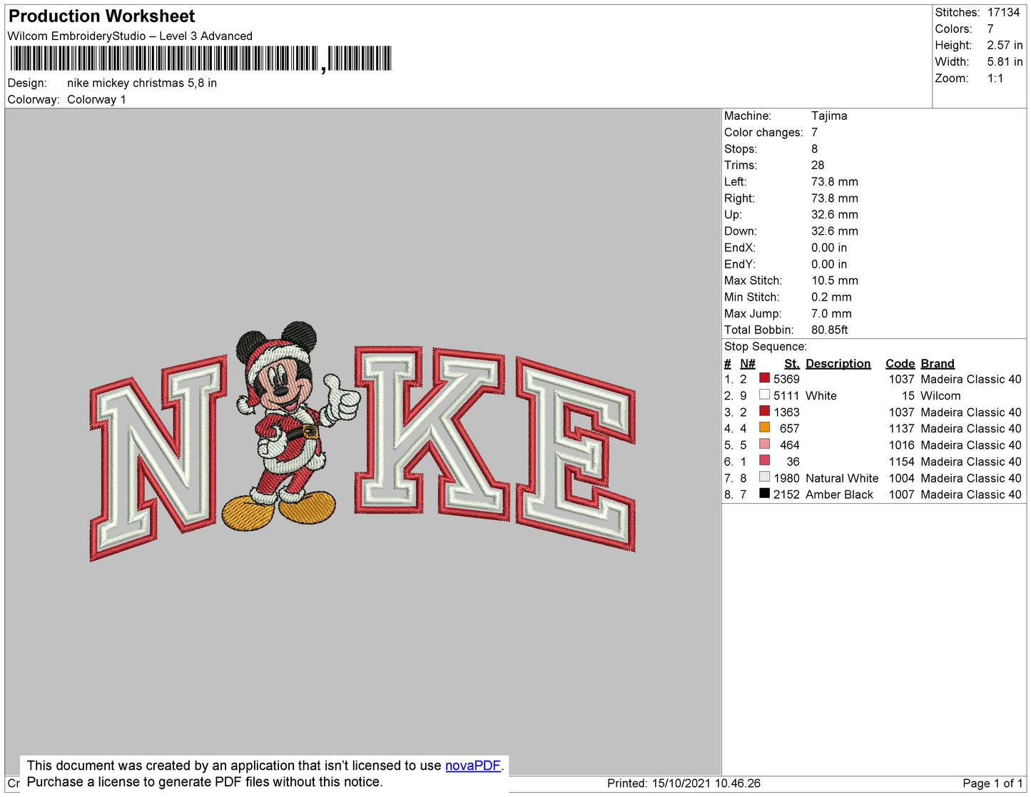 Nike Mickey Mouse v3 Embroidery Design Files - 4 Size's