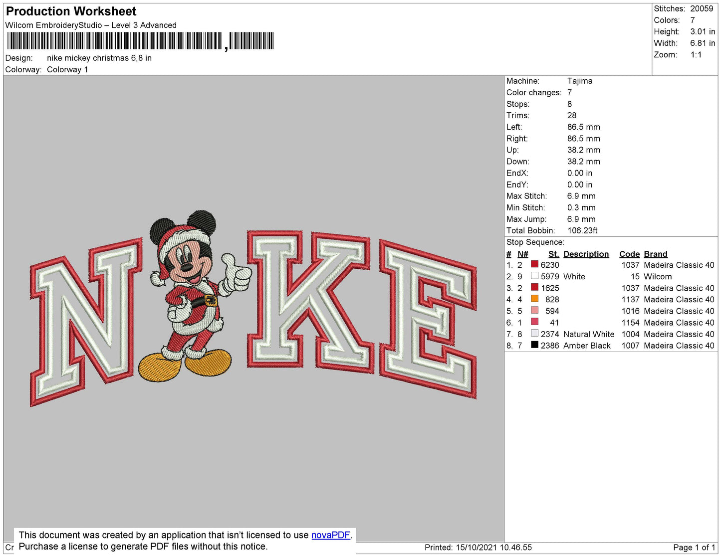 Nike Mickey Mouse v3 Embroidery Design Files - 4 Size's